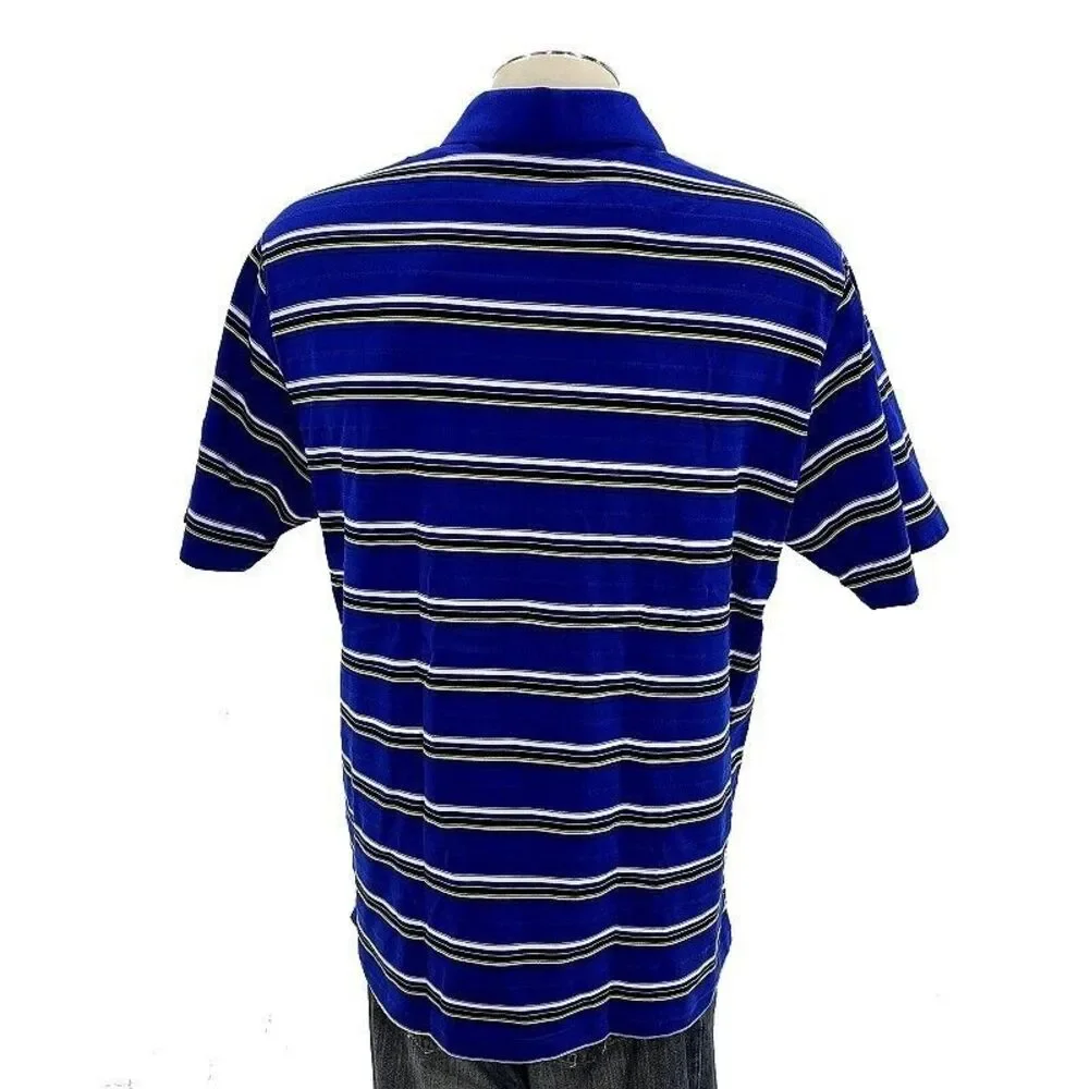Tiger Woods Collection Nike Polo Shirt L Stripe Golf Casual Mens‎